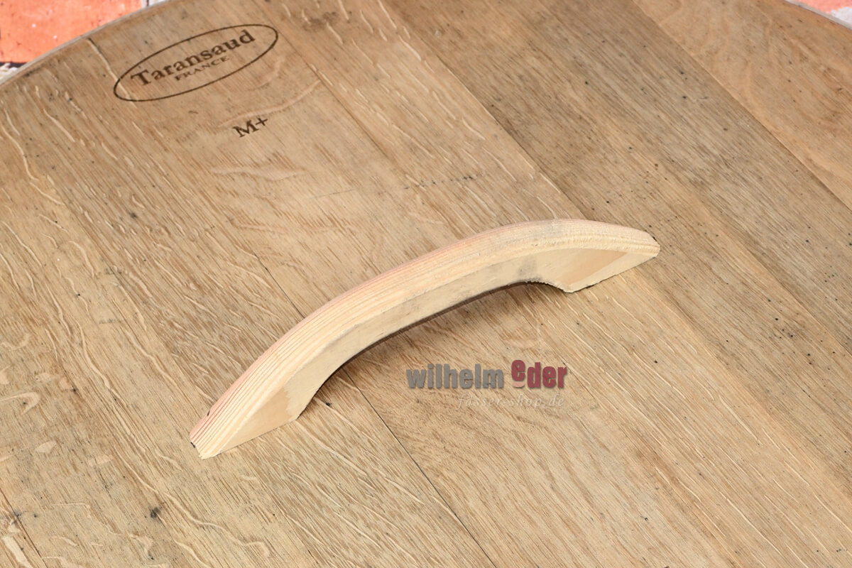 Rounded wooden handle for rain barrel
