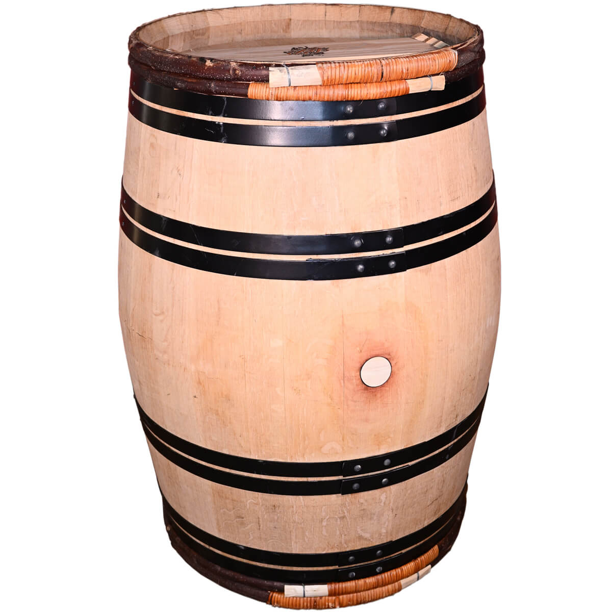 dekofass_2_weidenholzringe_225l_1 Decoration barrel 225 l - exclusive,  black hoops